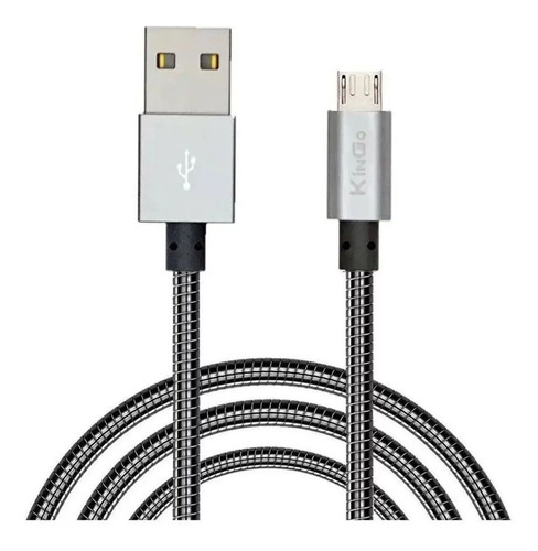 Cabo Usb Carregador Turbo E Dados Metalizado 2,1a Kingo 1m Cor Micro Usb Fumê