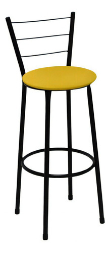 Banqueta Cadeira Média 60cm Para Cozinha Bar Balcão Fortmix Acabamento Da Estrutura Lacado Cor Amarelo