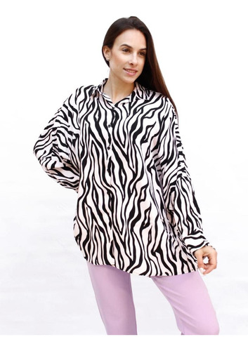 Camisa Oversize Para Mujer Estampada