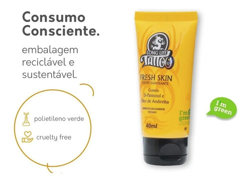 Imagem 3 de 7 de Creme Fresh Skin Para Tatuagem 40 Ml Tattoo Long Life