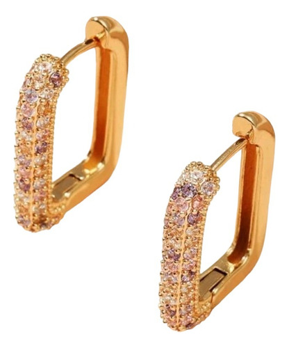 Aros Argolla Con Circones Piedras Semipreciosa Baño Oro 18k