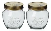Comprar Conjunto 2 Porta Temperos Vidro Tampa Metal Dourada 500ml
