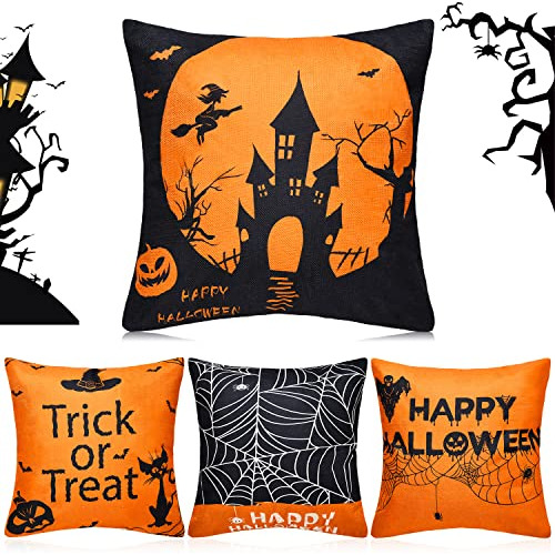 4 Piezas Funda De Almohada De Halloween Bujía R4jhw