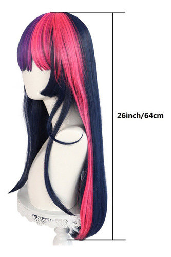 Peluca Larga Lisa Azul Twilight Sparkle Para Cosplay