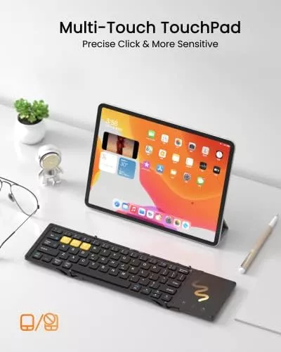 Teclado Bluetooth plegable (sincroniza hasta 3 dispositivos) Teclado  inalámbrico ergonómico portátil recargable ultra delgado compatible con  iOS