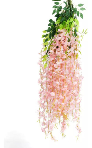 Enredadera Artificia Glicina Pack X 12 Jardín Vertical Muro Rosa