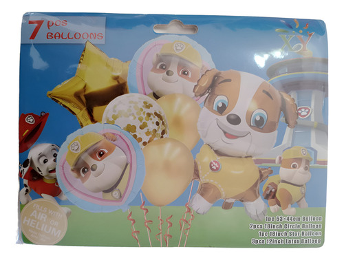 Set 5 Globos Metalizados Infantil Cotillón Color Paw Patrol
