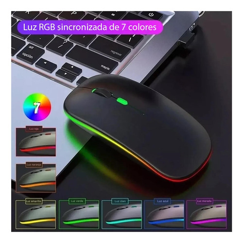 Mouse Inalámbricos Rgb + Cables De Carga Magnético 360 4pzs Negro