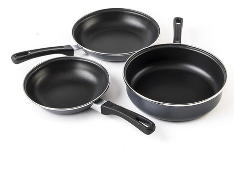 Batería De Cocina Mega Óptima 9 Piezas Cinsa Color Negro Color Gris Oscuro