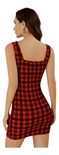 Vestido Ajustado Diseño Rojo Y Negro