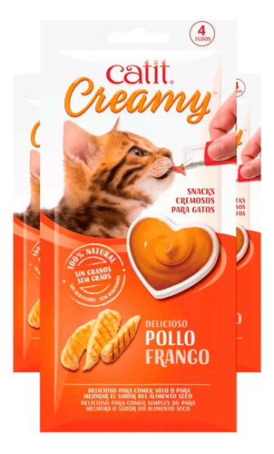 Snack Cremoso Gato Cat It Creamy Sabor Pollo Sachets 24x10gr
