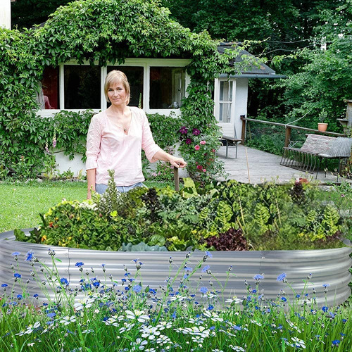 Kit De Maceta De Jardín Land Guard Ovalada Metálica Grande 1-plateado Nombre Del Diseño