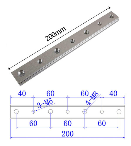 Ferramenta Para Carpintaria De Esquadria T Track 200mm