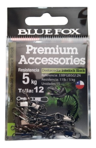 Seguro Con Destorcedor Interlock Black Marca Blue Fox