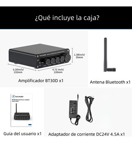 Amplificador Fosi Audio Bluetooth Bt30d 2.1 Estéreo Ti Chip
