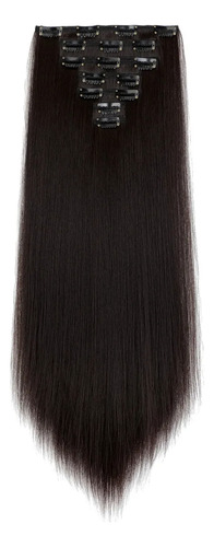 Extensiones De Cabello Con Clip, 7 Piezas, Cabeza Completa, Marrón Oscuro