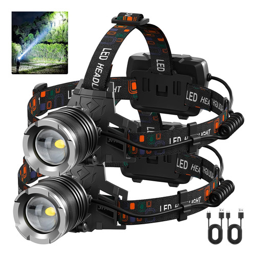 Linterna Frontal Recargable Nj Forever Led, 100000 Lúmenes L