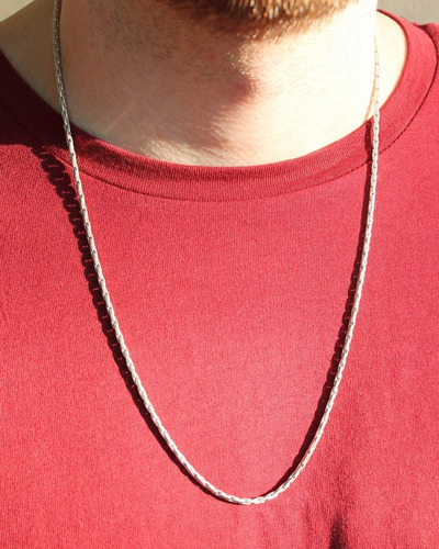 Imagen 7 de 10 de Cadena Plata925 Forcet Redonda Cardano Hombre 2.5mm X 60cm