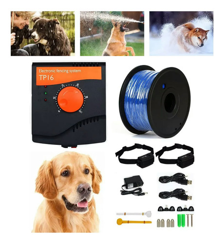 Sistema De Valla Eléctrica Inalámbrica Para Perros, Valla Para Perros Al Aire Libre, Sistema De Contención De Mascotas, Impermeable Y Recargable, Pitido, Evita Que Los Perros Ladran +2 Collares
