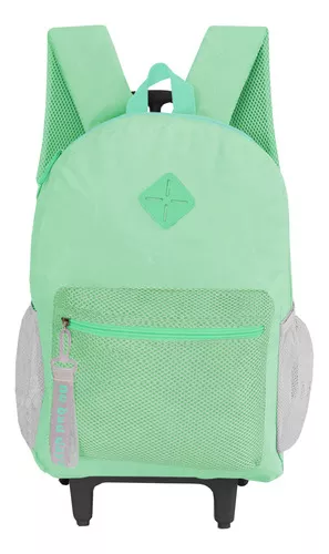 Mochila escolar Rb Large Resistant para mujer, color verde, diseño de tela  lisa