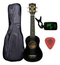 Comprar Seven Suk-07 Bk ukulele preto soprano com capa e afinador