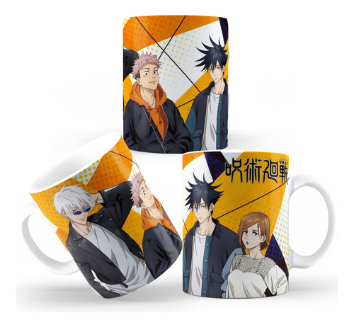 Caneca Jujutsu Kaisen Gojo Itadori Megumi Produto Geek Otaku Branco Jujutsu Kaisen