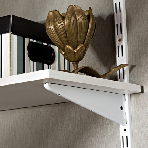 Imagem 3 de 7 de Suporte P/ Trilho Cremalheira Duplo Branco 27cm (par)