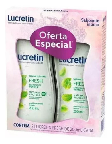 Kit Sabonete Líquido Íntimo Lucretin Fresh 2 Unidades 200ml