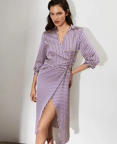 El Ba l De Anna Vestido Camisero Harper Lila Rayas Mango Meses