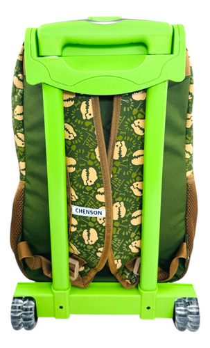 Mochila Rueditas Carrito Dinosaurio Extra Grande Uso Rudo Verde Dinoland