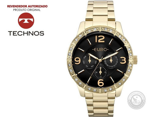 Relógio Euro Feminino Dourado Luxo Eu6p29agx C/ Cristais Top