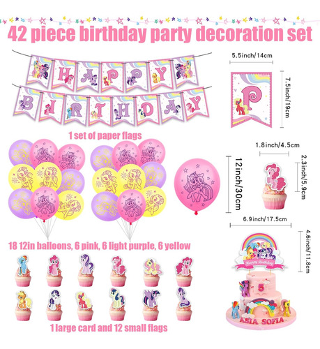Kit De Decoracion Fiesta Cumpleaños Globos Los Pequeño Pony