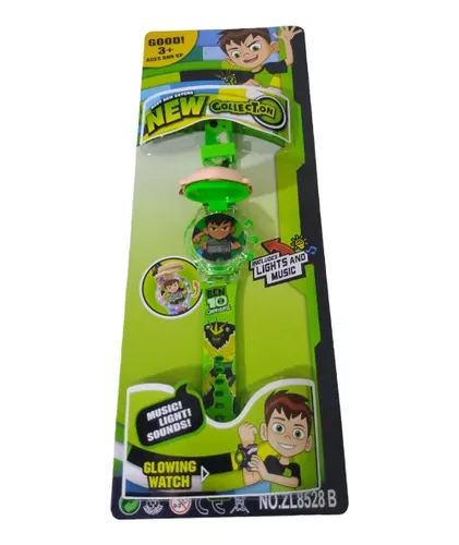 Relógio BEN10 digital azul bebê com luzes E musica infantil em