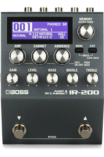 Pedal e amplificador de efeitos de tela IR Boss Ir-200, cor preta