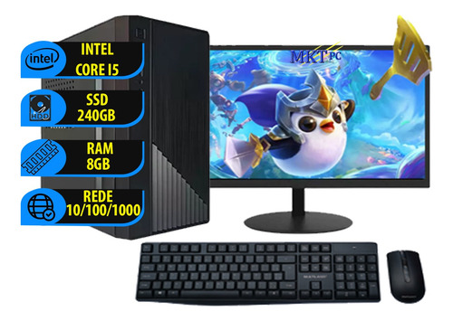 Computador Completo Intel I5, 8gb Ram, Ssd 256, Monitor 19