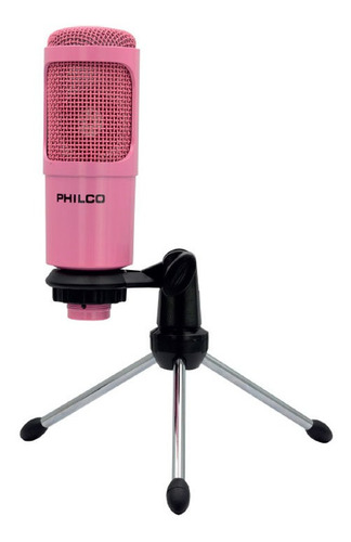 Micrófono De Condensador Philco Streaming Usb Rosa + Tripode