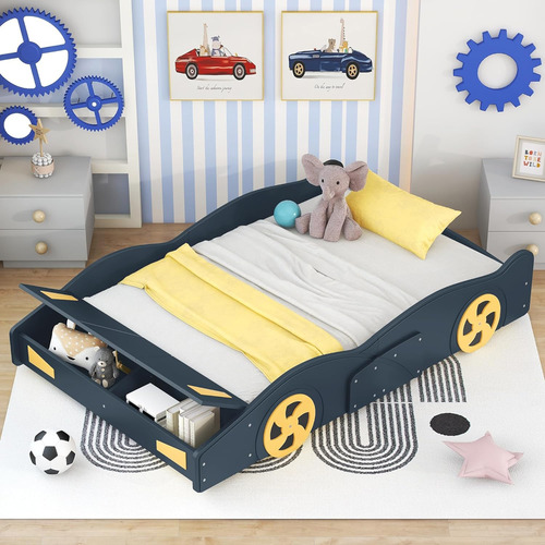 Merax Cama De Plataforma En Forma De Coche De Carreras De Ta