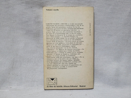 Imagen 3 de 9 de Husserl La Busqueda De La Certeza Leszek Kolakowski Alianza