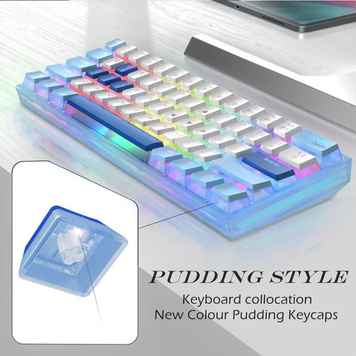 Womier Wk61 60% Teclado Gamer Mecánico Alámbrico Rgb Color del teclado Azul Idioma Inglés US