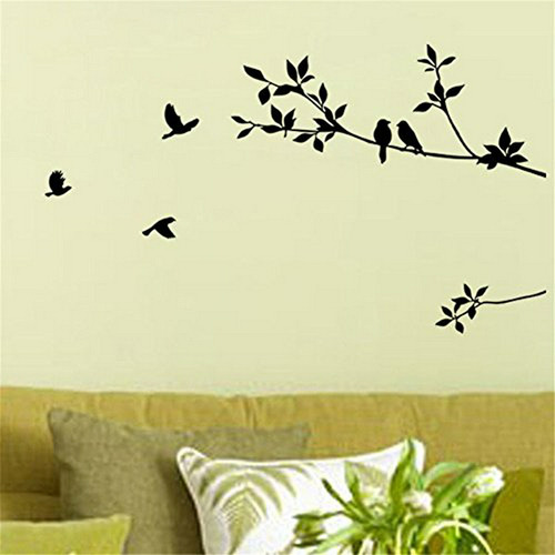 Picniva Birds Flying Tree Branches Etiqueta De La Pared De