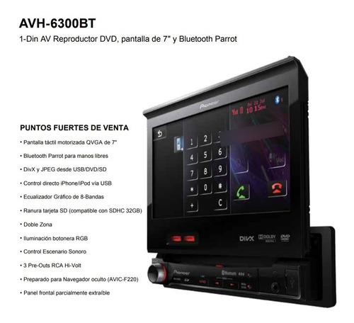Imagen 6 de 6 de Reproductor Pantalla, Dvd De 7 Pionner Ahv-6300 Bt