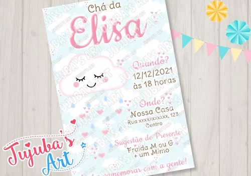 Convite Chá de Fralda Chuva de Amor Menina Chuva de Amor