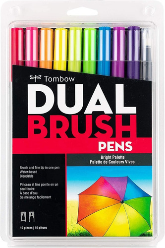 Marcadores  Tombow Dual Brush Pen Paleta Brillante + Blender