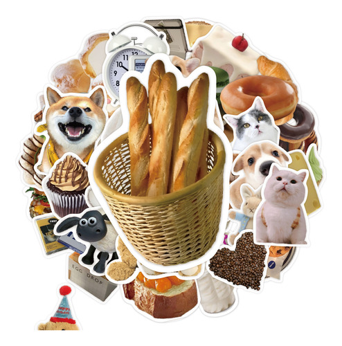 50 Pegatinas Comida For Muñecas De Perros Y Gatos Estilo Ins
