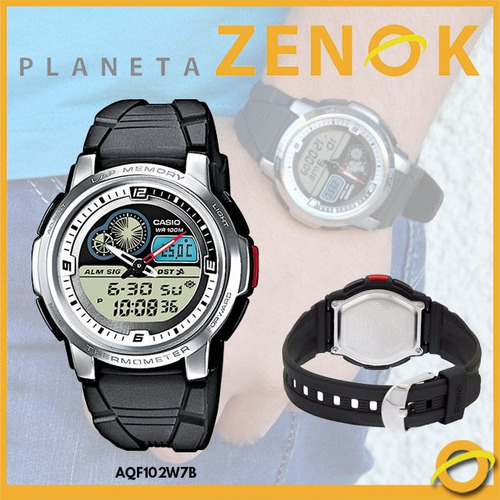 Reloj Casio Aqf-102w-7b Analog Digital Termometro Sumergible