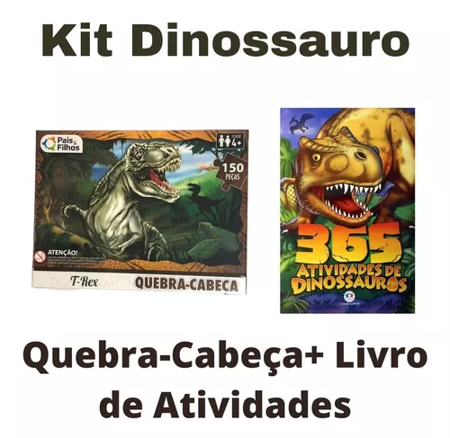 Kit Jogo Infantil Quebra Cabeça Dinossauro Rex+Jacaré Boca De