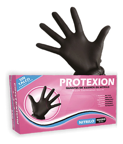 Guantes Protexion Nitrilo M Negro X 100und