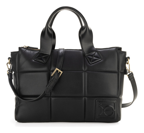 Bolsa Tote Cloe Para Mujer Diseño Acolchado Con Parche Color Negro