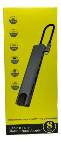 Hub Tipo C S 8 Em 1 Adaptador Usb C Para Hdmi Com Ethernet