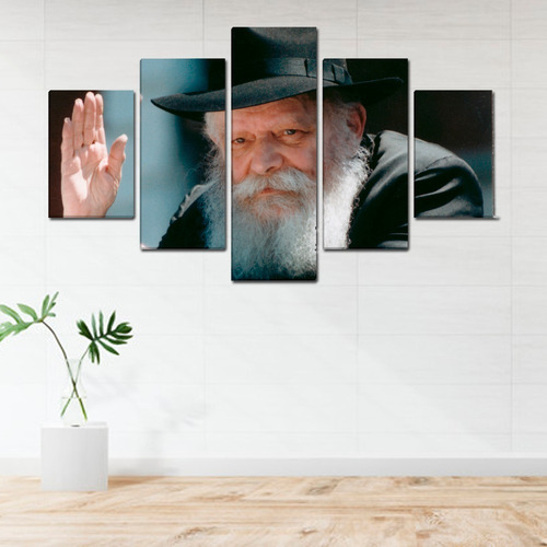 Imagen 2 de 7 de Políptico Rebe Lubavitch 60x120cm - Cuadro Lienzo Judaico